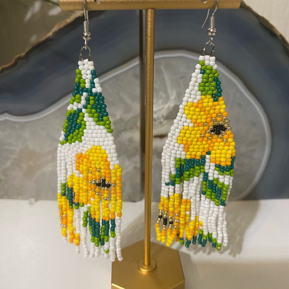 Beaded Floral Earrings